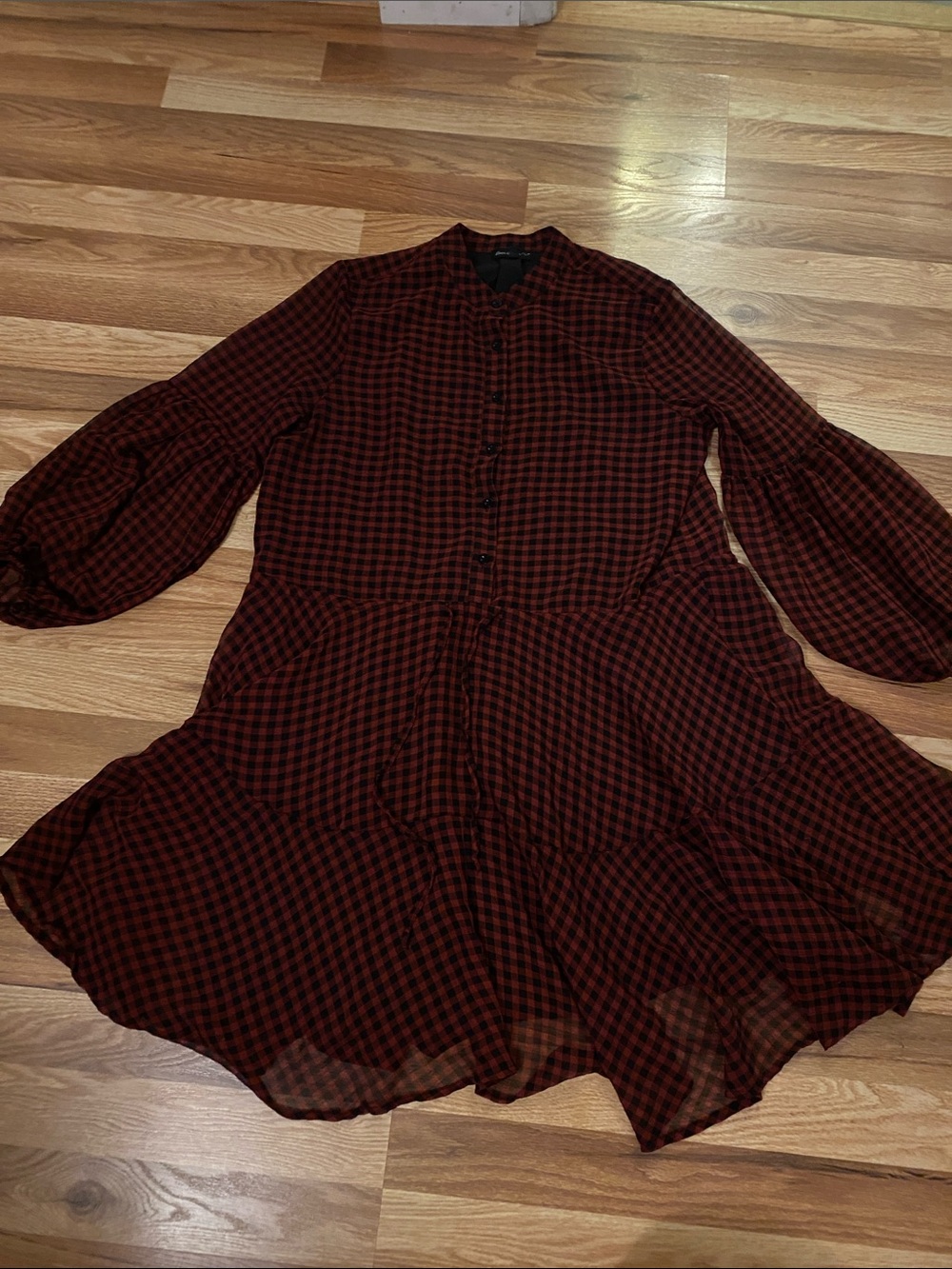 Gingham Button-Front Dress